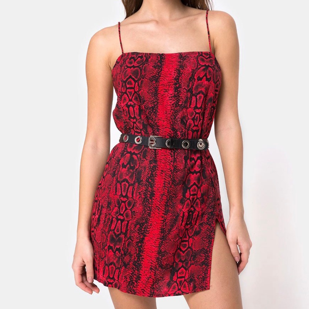NWT Motel Rocks Datista Slip Dress in Red Snake
